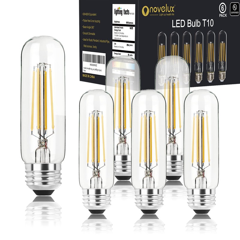 NOVELUX 5 Inch Edison Bulb, 2700K Soft White E26 Led