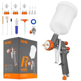 REFINE Air Spray Gun, Auto Paint Gun with 1.4/1.8/2.0mm Nozzle, Professional Automotive Spray Gun, Air Compressor Auto Body Paint Sprayer for Cars, House, Furniture Painting with Air Pressure Gauge