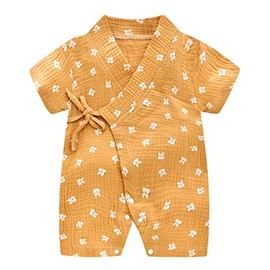 PAUBOLI Baby Kimono Robe Newborn Cotton Yarn Bodysuit Romper Infant Japanese Pajamas 0-24 Months (12-24 Months, Cat)