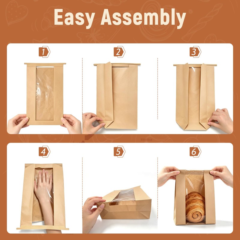 220 Pcs Paper Bread Bags with Tin Tie Tab, Includes