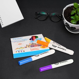 three leaf Broadline Coloring Markers, 8 Ct. Assorted Colors (Pack of 12) – Non-Toxic, Vibrant Markers for School, Art, and Home Use