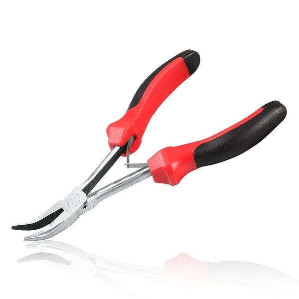 LEONTOOL 6.5 Inches Bent Nose Pliers Mini Long Reach Bent
