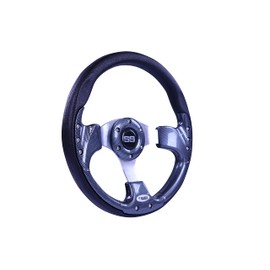 Huskey 12.5 Inch Racing Style Carbon Fiber Golf Cart Steering Wheel for Club Car/EZGO/Yamaha,Classic SS Center Logo,Brushed Aluminum Spokes and Anti-Slip Grip(Adapter Required and Sold Separately)…