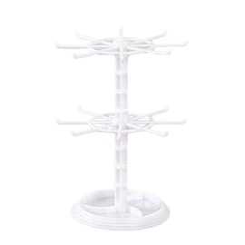 JAVERGGN Countertop Acrylic Rotating Keychain Rack, Adjustable 2-Tier Display Stand for Jewellery and Accessories. Easy to Use and Durable, Fine Workmanship - B