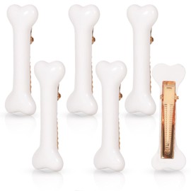 6 PCS Bone Hair Clips White Bone Hairpins Plastic bone Hair Clip Cosplay Costume Hair Accessories White Dog Bone Alligator Clips for Party Daily, White