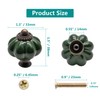 Seimneire 4pcs Dark Green Pumpkin Knobs, Vintage Ceramic Cabinet Knobs,