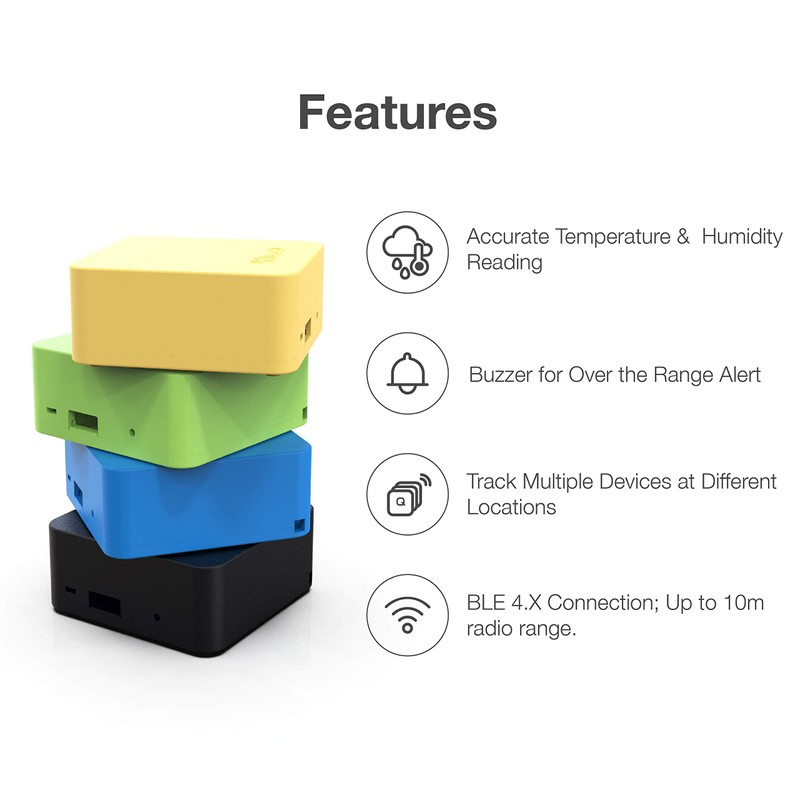 ViseeO QUBS Smart Temperature & Humidity Data Logger (Black)