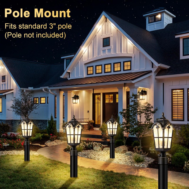 Slypadan Dusk to Dawn Outdoor Post Lights,Black Waterproof Lamp Post