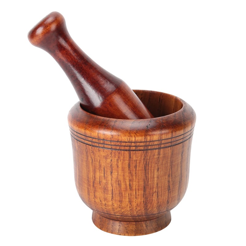 Wooden Grinding Bowl Household Kitchen Manual Garlic Ginger Spices Grinder