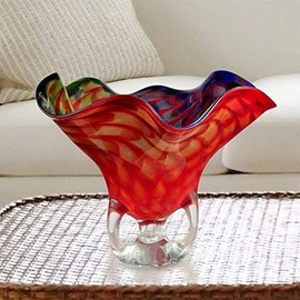 Dale Tiffany AV12392 Art Glass Vase from Cinnabar Collection in Multi Finish, 15.50 inches, 15.5" x 11.75" x 15.5", Multicolor
