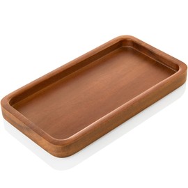 ALELION 6" Small Tiny Bathroom Vanity Tray for Counter - Acacia Wood Dish Soap Dispenser Tray for Kitchen - Decorative Tray for Kitchen Dresser Tops Perfume Jewelry