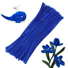 LOMIMOS 100Pcs Blue Pipe Cleaners Craft,Pipe Cleaners Chenille Stem Fuzzy Sticks Craft Supplies for Home Handcraft School Art Festival Creative DIY Decorations（Royal Blue）
