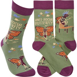 Primitives by Kathy Socks - Anti-Social Butterfly, One Size, Unisex, LOL Collection