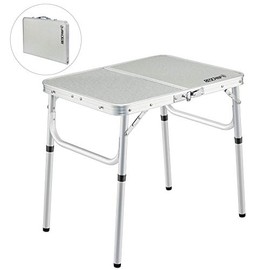 REDCAMP Folding Camping Table Portable Adjustable Height Lightweight Aluminum Folding Table for Outdoor Picnic Cooking, White 3 Foot