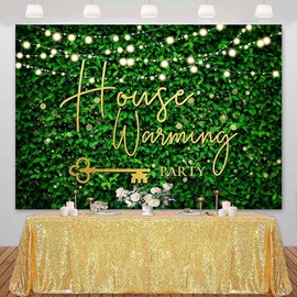 Sensfun 7x5ft Housewarming Backdrop Green Leaves Background for New House Party Decorations Gold Key Home Sweet Home House Warming Party Banner Photography Background Supplies Photo Booth Props