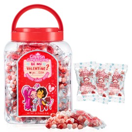 Candy Hearts 35 Mini Pouches with Cute Sayings, Individual Bags of Heart Shaped Candy, Valentine’s Day Heart Candy by Captain Confections (35x1oz/30g)