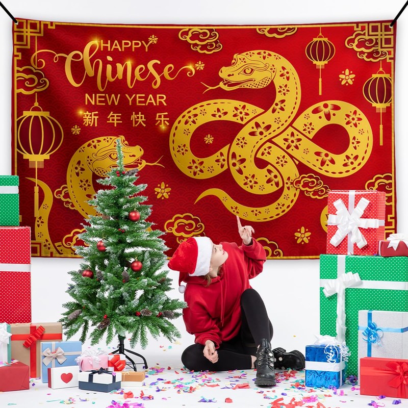 Chinese New Year Backdrop 2025 Year of The Snake Banner