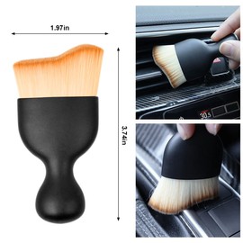 BELOMI Car Detailing Brush, Auto Interior Dusting Brush, Car Soft Bristle Cleaning Tool, Universal Car Interior Crevice Brush for Dashboard, Air Conditioner Vents, Leather, Computer (Brown)