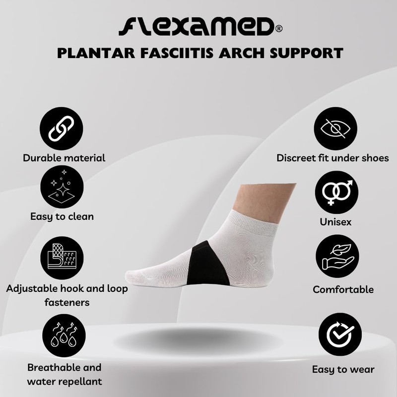 FlexaMed Neoprene Adjustable Arch Supports for Flat Feet and Plantar