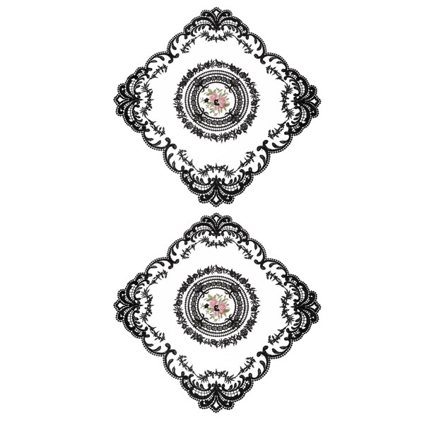 sourcing map 2Pack Retro Lace Placemat 12x12-in Square Embroidered Table