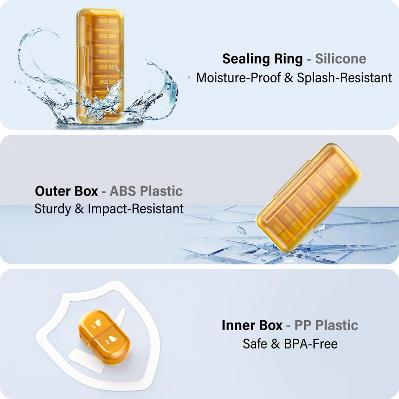Codcaw Weekly Pill Organizer 2 Times a Day, Moisture-Proof, Detachable