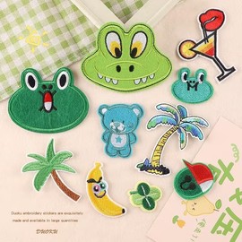 5Pcs Beach Iron On Patches,Coconut Palm Tree Embroidered Patch Iron on Patch DIY Sewing Applique Trim and Embellishments Applique Patches Embroidered Sewing Appliques for Clothing, Hats, Bags, Crafts