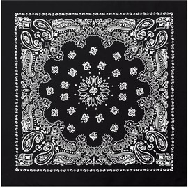 ARMYU 12-Pack Trainmen Paisley Bandanas Head Scarf Do-rag Cotton Cover Biker Rags Classic Bandanna 27" (Black)