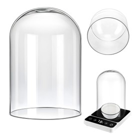 LOYIM Sourdough Starter Glass Dome for Heating Pad Accessories Fits Jar up to 4.33'' Diameter x 5.9'' Height Reusable Sturdy Clear Glass Cover for Home Bread Baking Supplies