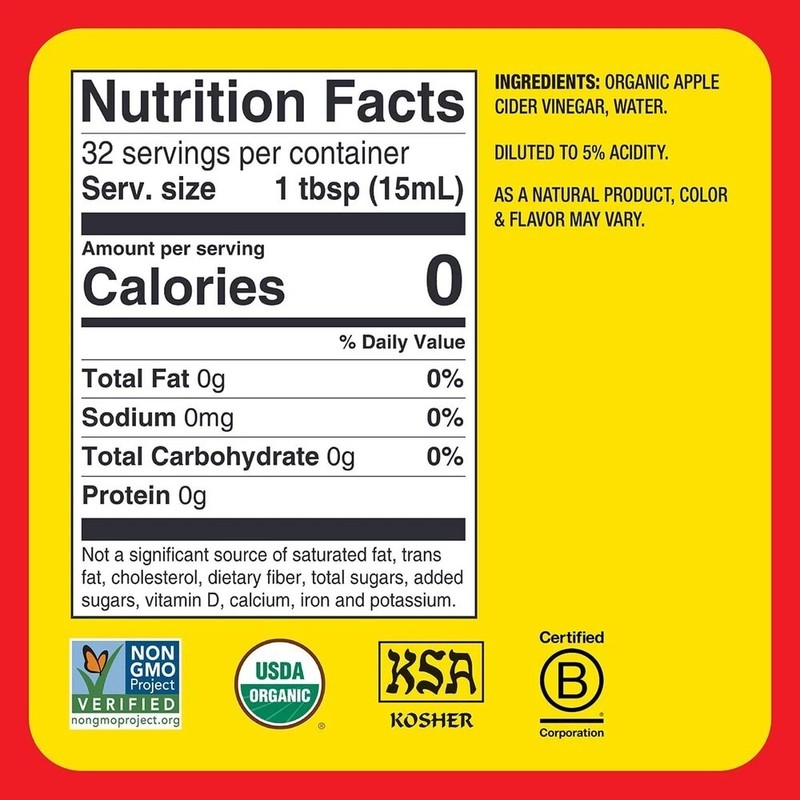 Bragg Organic Apple Cider Vinegar with the Mother, Raw and