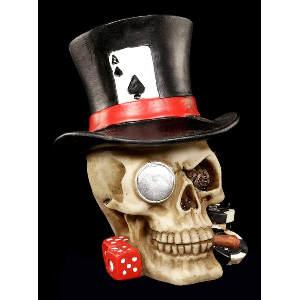 Skull with Top Hat and Monocle – Poker Face Skull