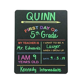 Custom Product Solutions Reusable My First Day of School Milestone Chalkboard Sign. Photo Prop Board for Kids, Black w/color print - 12â x 10â rectangle