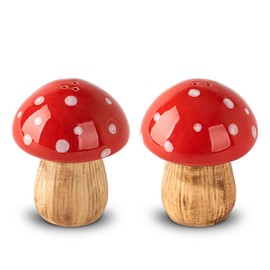Mushroom Salt And Pepper Shakers Set Ceramic Salt Pepper Shakers Container Red Salt Pepper Shaker Set Salt Shakers For Kitchen Salt And Pepper Jar