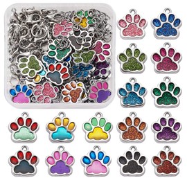 Dog Paw Footprint Charms,Cat Dog Paw Print Charms Alloy Enamel Pendants for Jewelry Making,for DIY Jewelry Making Necklace Earrings Bracelet