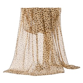 GERINLY Lightweight Leopard Scarf for Woman, Chiffon Wrap Shawls Small, Bufandas de Mujer Elegantes