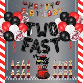 Two Fast Birthday Decor Two Fast Birthday Decorations Second 2nd Birthday Decorations For Boys Two Year Old Birthday Decorations Car Happy 2 Year Old Birthday Decorations Two Fast Balloons Banner