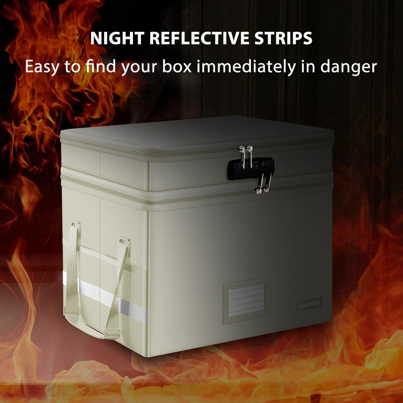 DocSafe File Box with Lock,Multi-Layer Fireproof Document Box Collapsible File