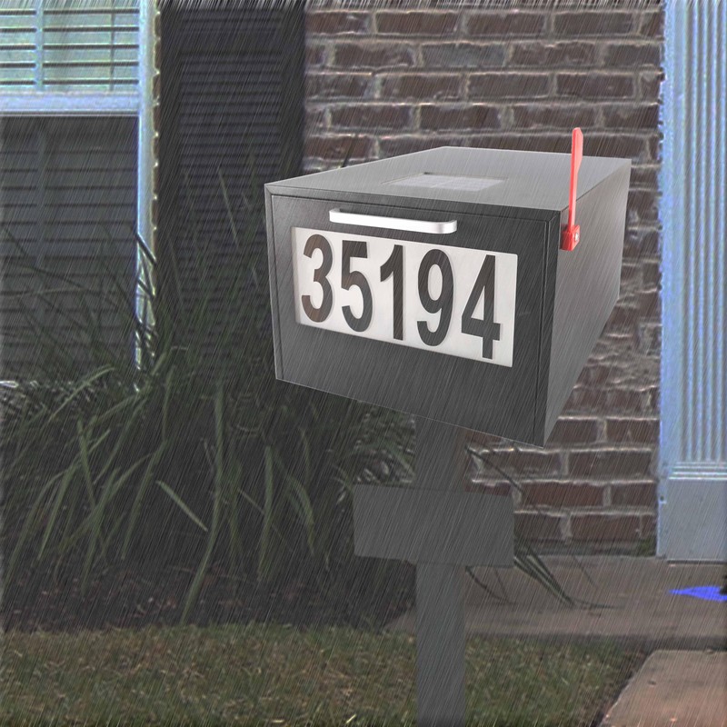 Black Post Mount Mailbox - 2 Lighting Modes Solar Numbers