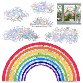 YCHYAN Window Stickers Rainbow, Rainbow Suncatcher Stickers, Pack of 5, One Cloud Prism Window Stickers, Electrostatic Adsorption, Window Pictures for Children's Room, Window Decorations for Home