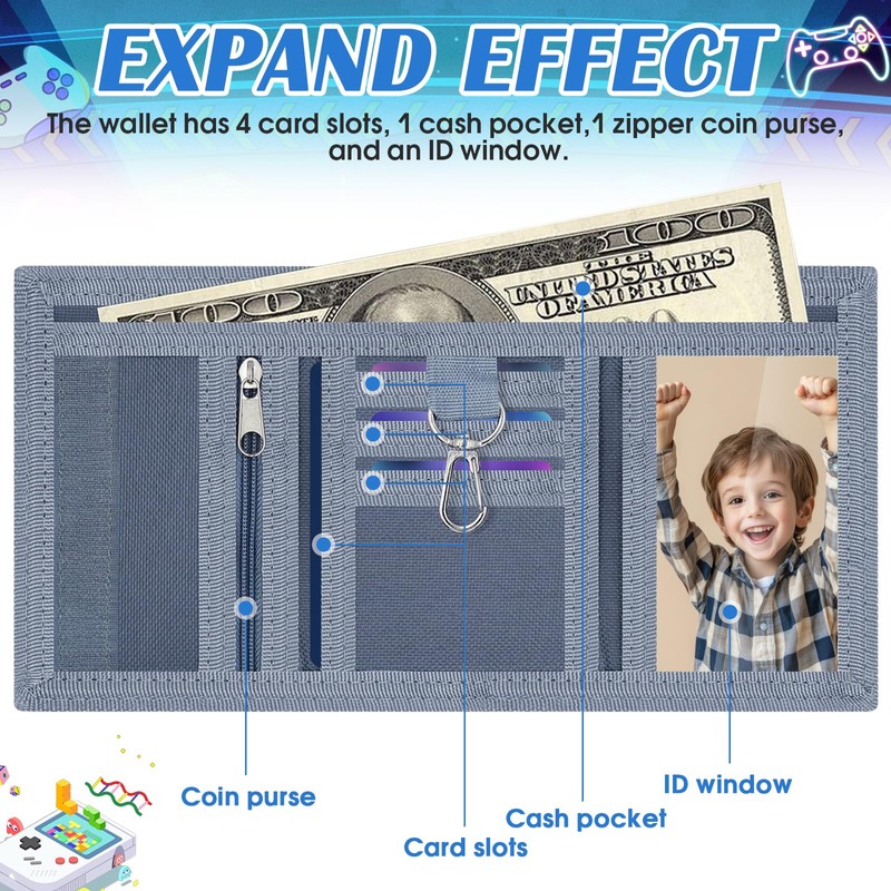 YNOYMO Children's Wallet Boys Mini Wallet Neck Pouch Boys Trifold