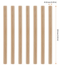 HOZEON 100 PCS 3/8 x 6 Inch Dowel Rods Wood Sticks, Natural Wooden Dowel Rods Dowel Sticks, Unfinished Wood Sticks for Crafts and DIY Project