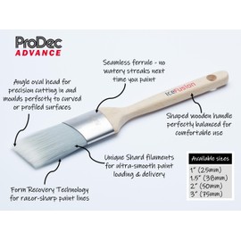 ProDec Advance 1 inch Ice Fusion Angle Oval Trade Synthetic Paint Brush for Painting with Emulsion, Gloss, Satin Paints Ideal for Skirting Board, Architrave & Other Moulded Surfaces, 1" 25mm