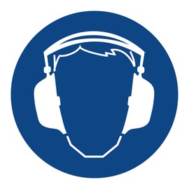 Use Hearing Protection Sticker Sign, Mandatory Sign As Per DIN 4844 2, Material with UV Protection – Bear Ear Muffs