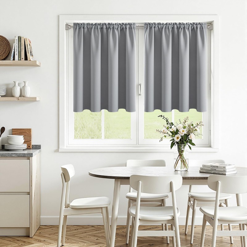 MRTREES Kitchen Waterproof Curtains, Blackout Thermal Curtains with Rod Pocket