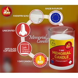 Ner Mitzvah Yahrzeit Memorial Candles - 1 Day Yahrzeit Candle - 24 Hour Yom Kippur Jewish Candles in Glass Tumbler - 12 Pack