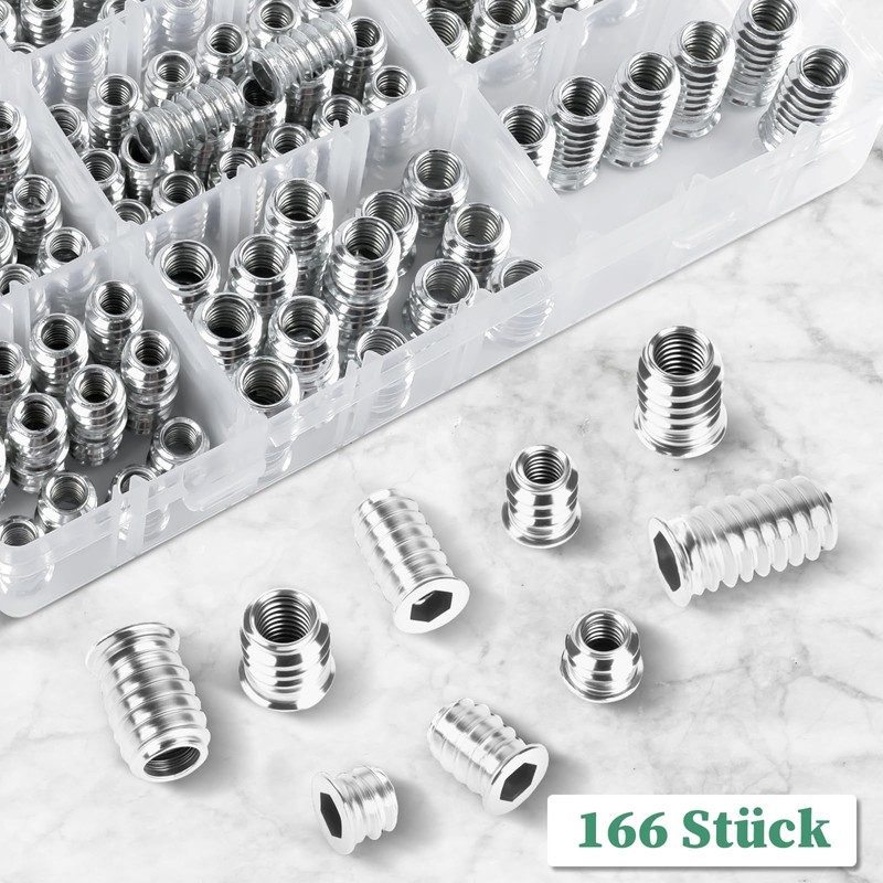 166 Pieces M6 M8 Threaded Insert for Wood Furniture Hex