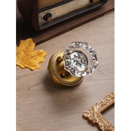 SORWDUERM Antique Brass Door Knobs Crystal Door Knob Interior Privacy Door Knob for Bedroom and Bathroom Glass Door Knob,Zinc Alloy 2 Pack