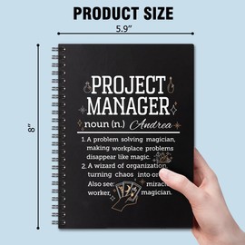 QYUVK Project Manager Definition Gold Foil Hardcover 160 Pages Spiral Notebooks, Project Manager Gift, Inspirational Gift for PM, Workplace Workers Office Gag Gift for Project Manager Coworker
