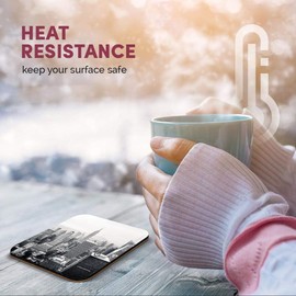 Great Single Coaster Square - Black & White New York City Aerial View |Glossy Quality Coasters | Tabletop Protection for Any Table Type #44290