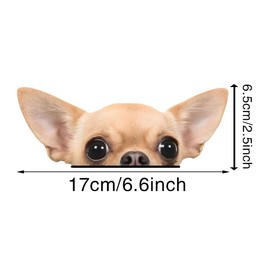 2PCS Peeking Chihuahua Head Dog Sticker 6.69"x3.94", Waterproof Vinyl Car Decal for Bumper, Notebook, Guitar, A Gift for Pet Lovers |#TM276 (B)