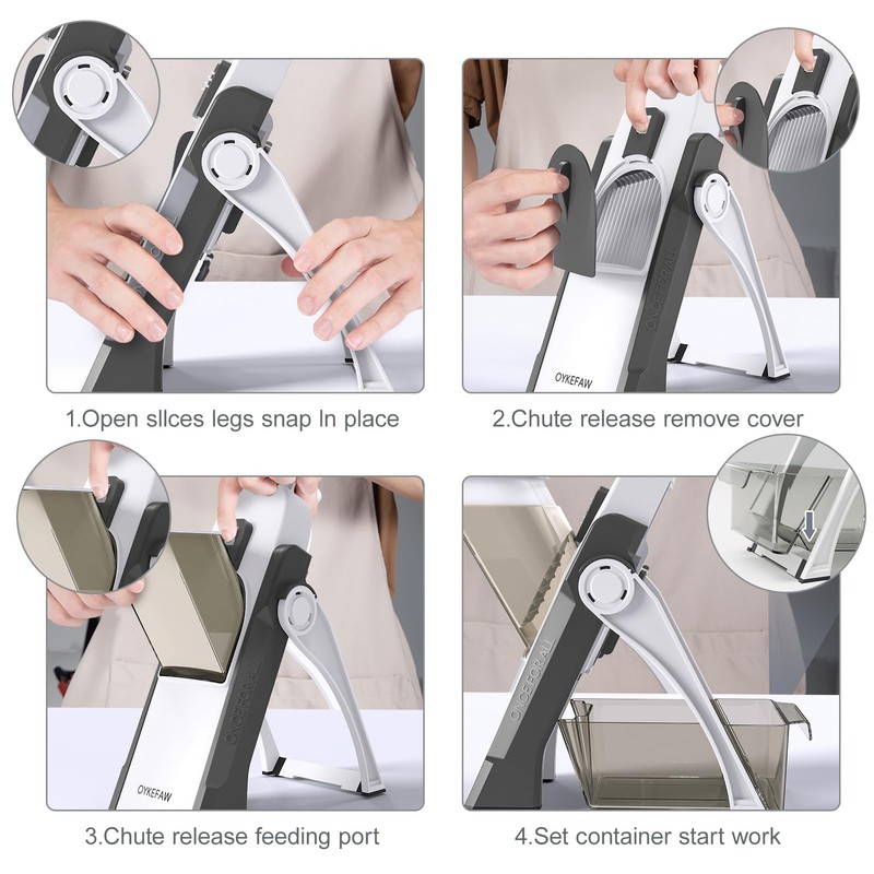 Safe Mandoline Slicer for Kitchen, 5 in 1 Vegetable Food